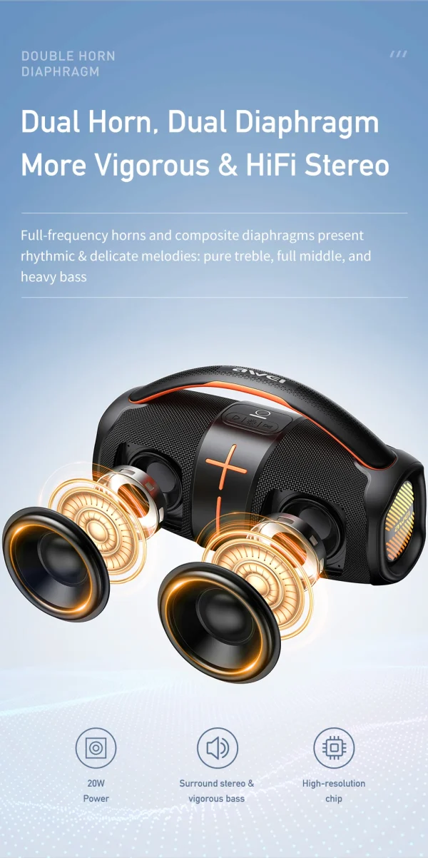 Awei Y887 Portable Bluetooth Outdoor Speaker: Your Perfect Companion for Outdoor Adventure - Image 2